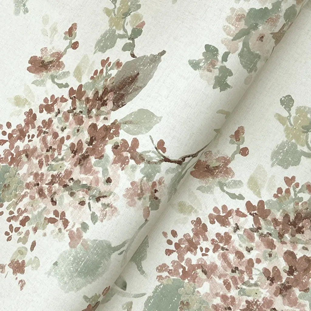 Detailed close-up of Veiled Garden wallpaper texture in Mauve, Sage, Cream by York Wallcoverings.