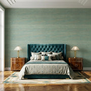 Bedroom - Warwick wallpaper in Slate Blue Beige by York Wallcoverings creates a serene and stylish retreat.