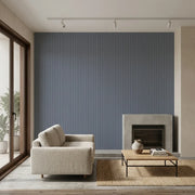 Living Room - Stylish living room showcasing 'Watson' wallpaper in Slate Blue by York Wallcoverings.