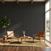 Living Room - Elegant living room with Watson wallpaper in Charcoal and Taupe by York Wallcoverings.