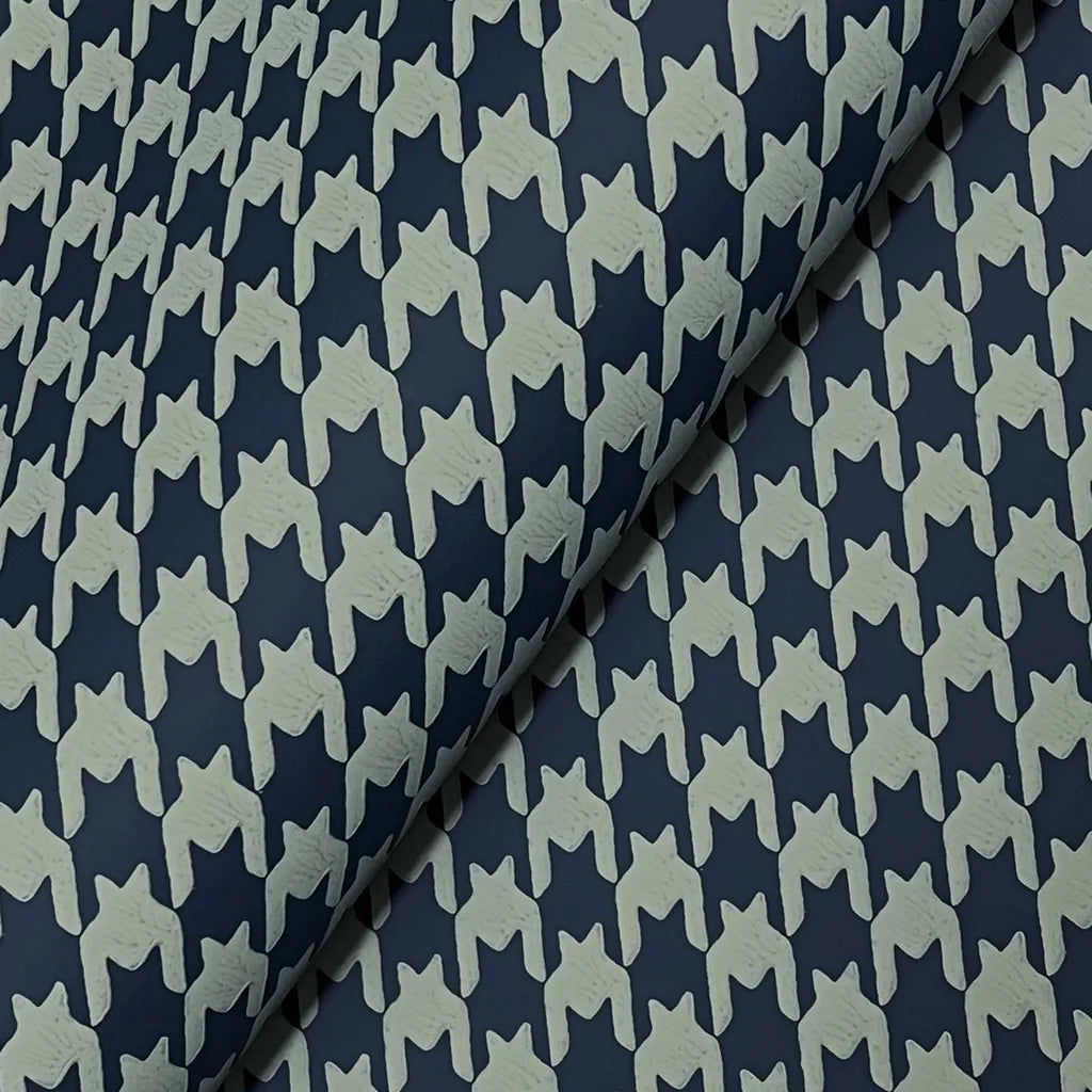 Close-up texture detail of York Wallcoverings 'Watson' wallpaper in Blue and Grey-Green, showcasing its intricate pattern.