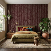 Bedroom - Elegant space featuring Winthrop wallpaper in rich Maroon by York Wallcoverings, adding sophistication and depth.