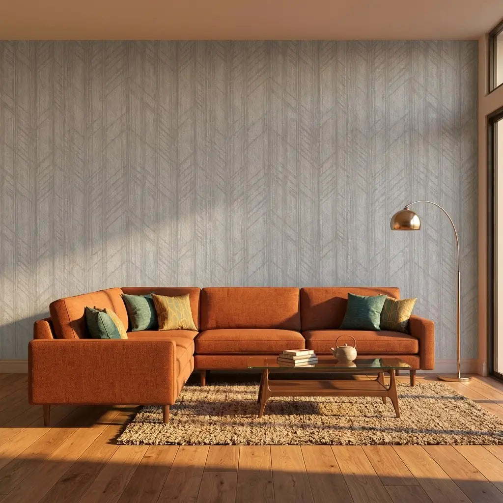 Living Room - Elegant living room features Winthrop wallpaper in Light Grey by York Wallcoverings, creating a serene and stylish space.