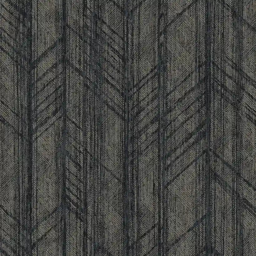 Winthrop wallpaper pattern swatch in Charcoal and Taupe by York Wallcoverings.