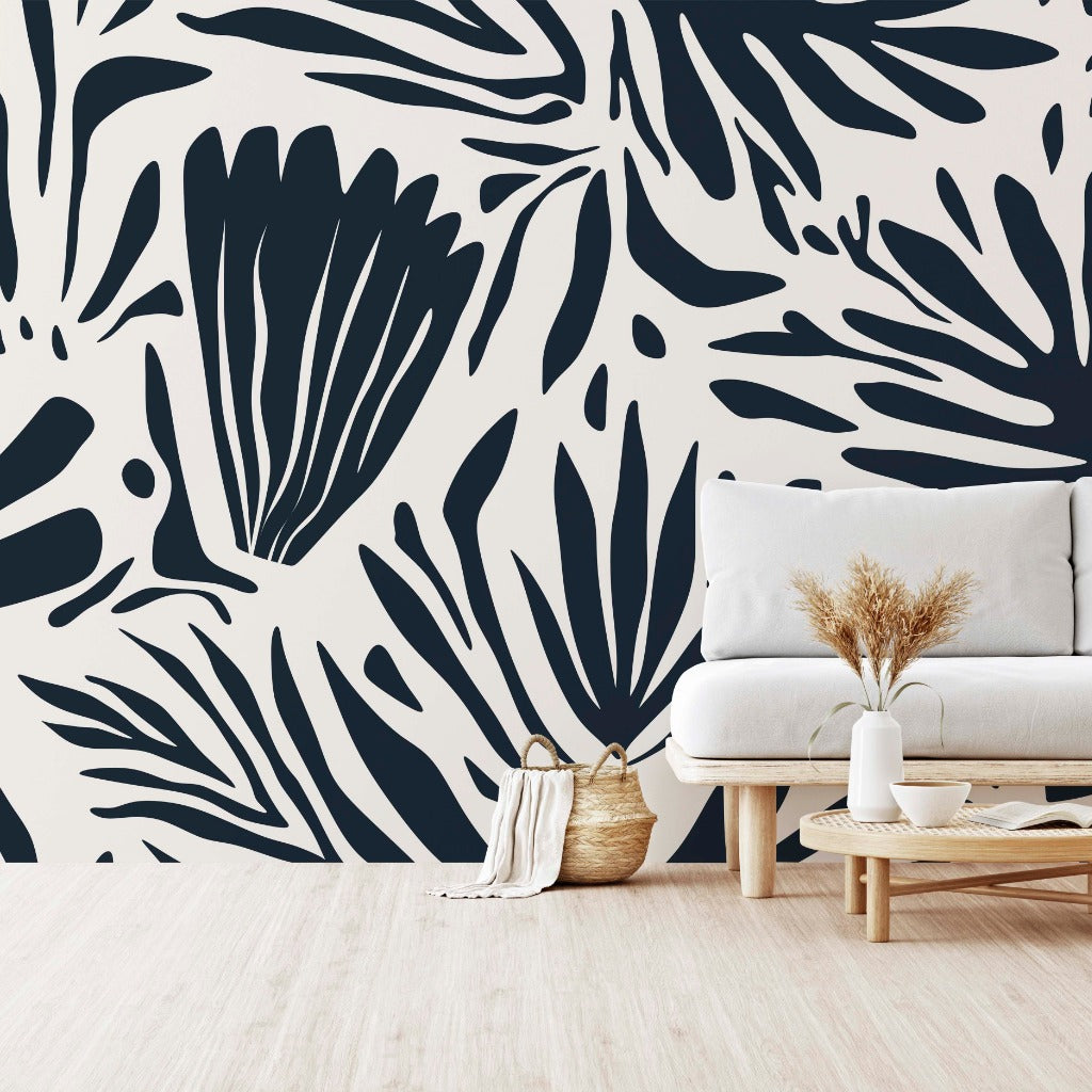 Living Room - Minimal Living Room with a splash of shadows with the wallpaper