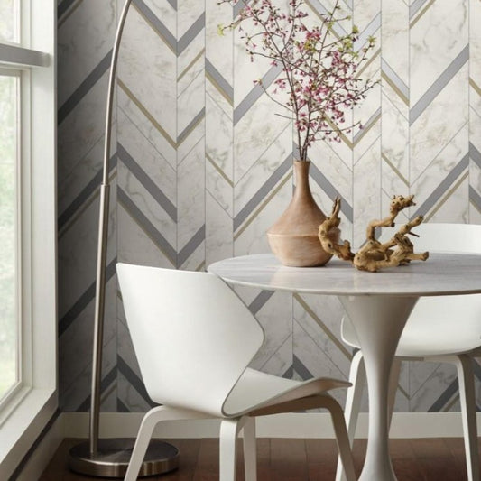 York Wallcoverings, York Wallpaper, Non Woven Wallpaper, Nonwoven Wallpaper, Removable Wallpaper, Easy Wallpaper, Wallcovering, Wall Covering, Mixed Materials Wallpaper, York Wallcoverings Mixed Materials, Chevron Wallpaper, Marble Wallpaper,MM1803,Marble Chevron