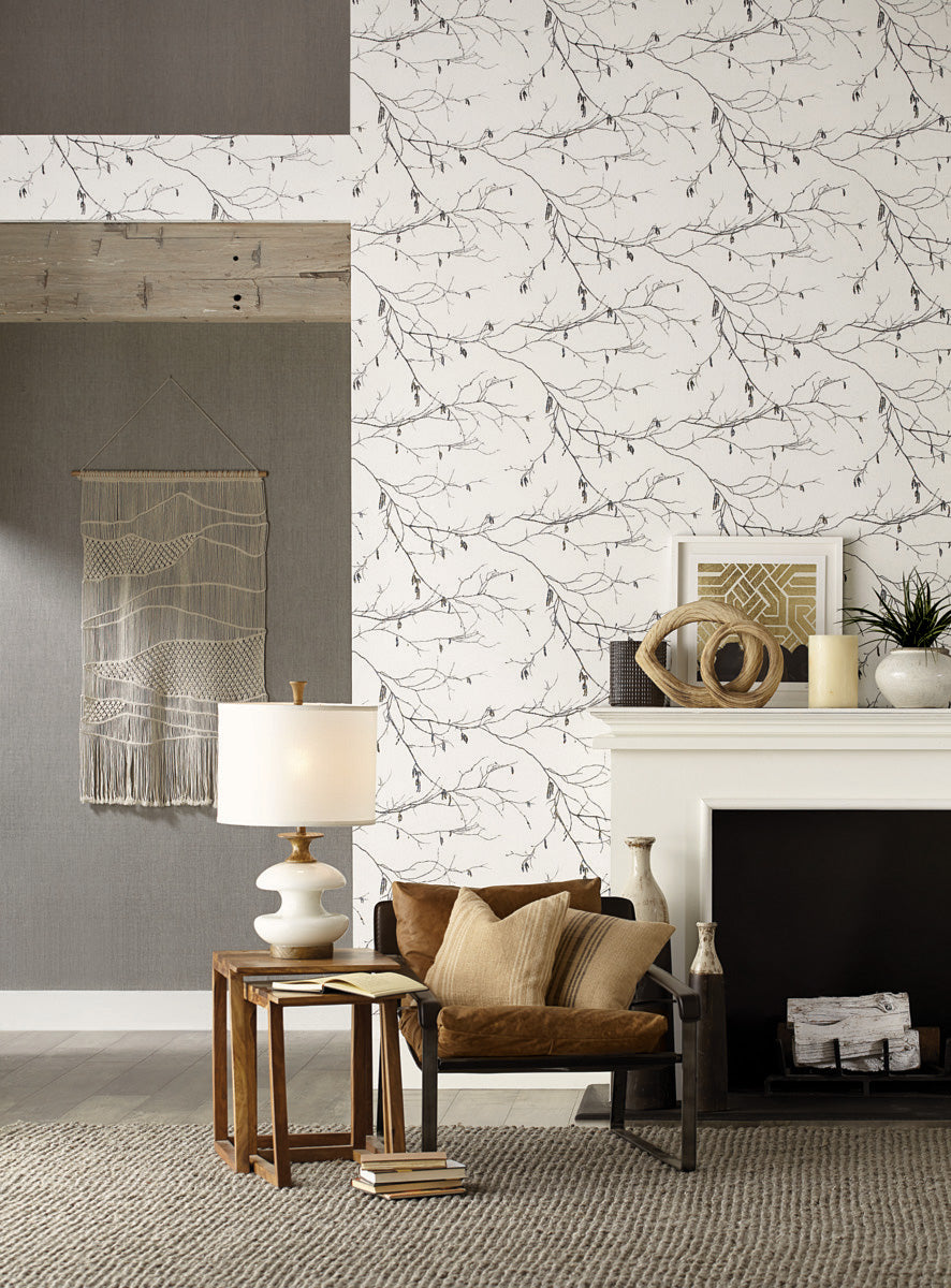 York Wallcoverings, York Wallpaper, SureStrip, Removable Wallpaper, Temporary Wallpaper, Easy Wallpaper, Wallcovering, Wall Covering, Norlander, Scandinavian wallpaper, Branch Wallpaper,NR1524,Winter Branches Wallpaper