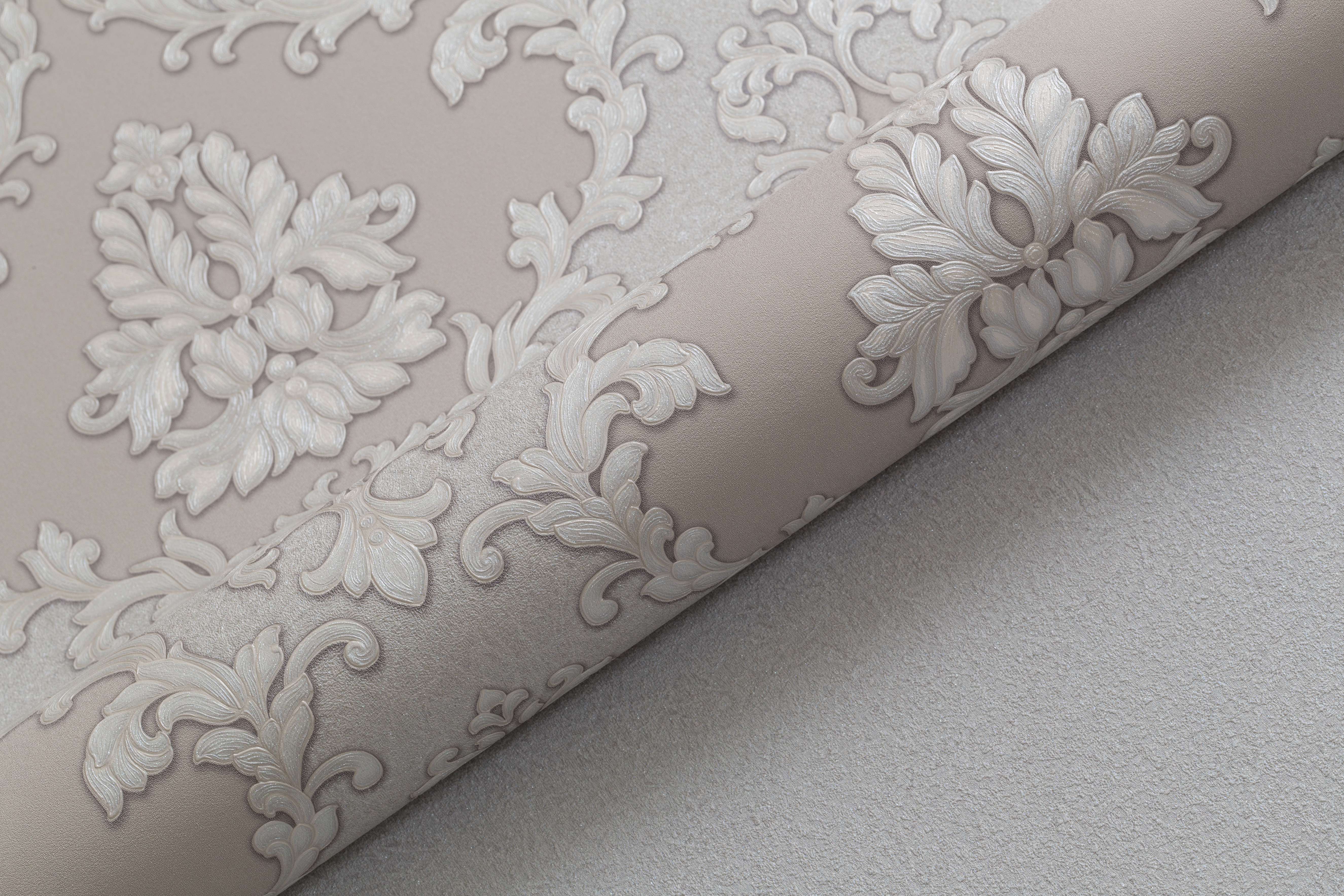 Dining Room - ornament, wallpaper, silver, cream, decoration,classic, luxury, wallpaper, wall, , beige