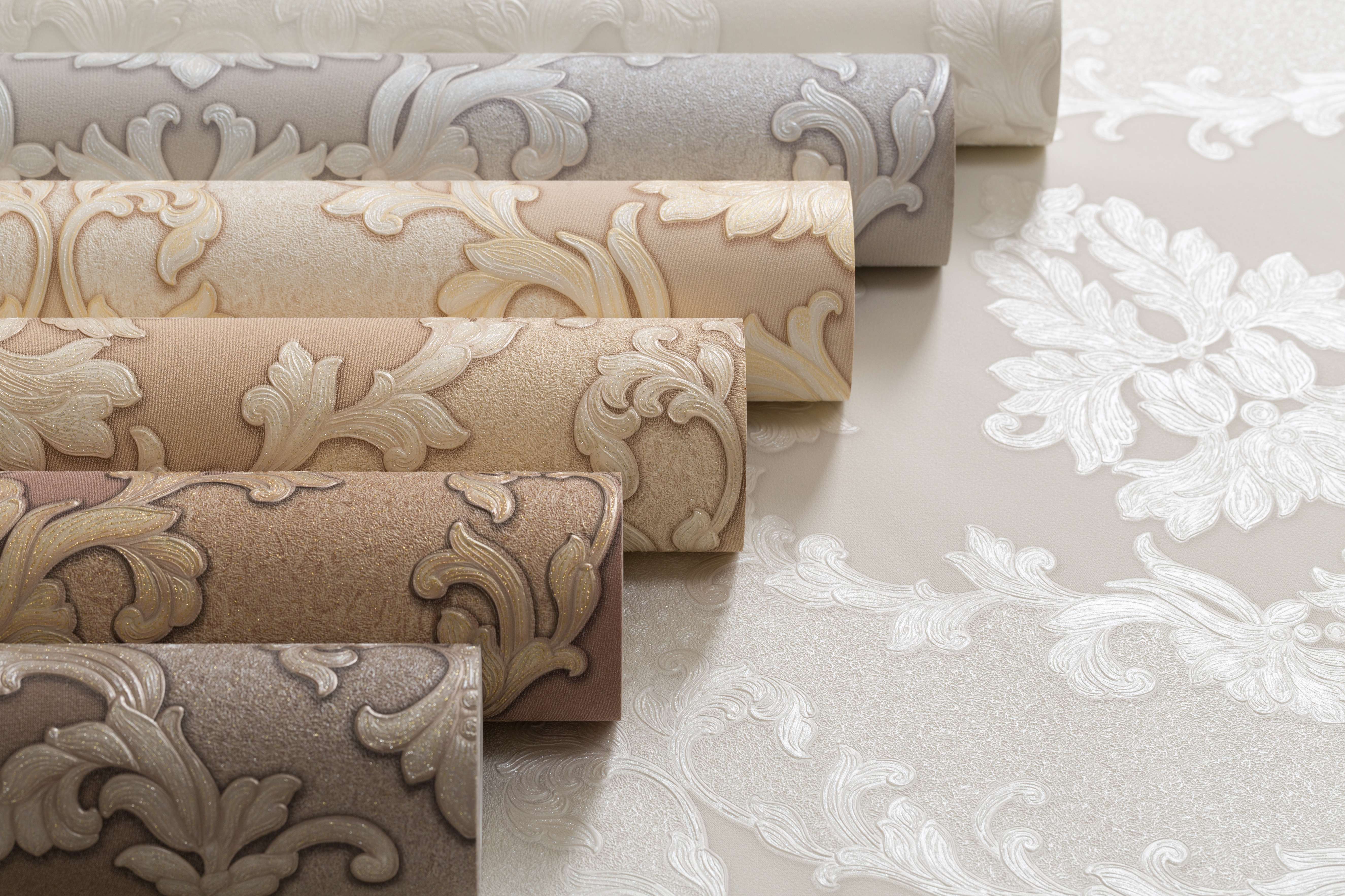 Dining Room - ornament, wallpaper, silver, cream, decoration,classic, luxury, wallpaper, wall, , beige