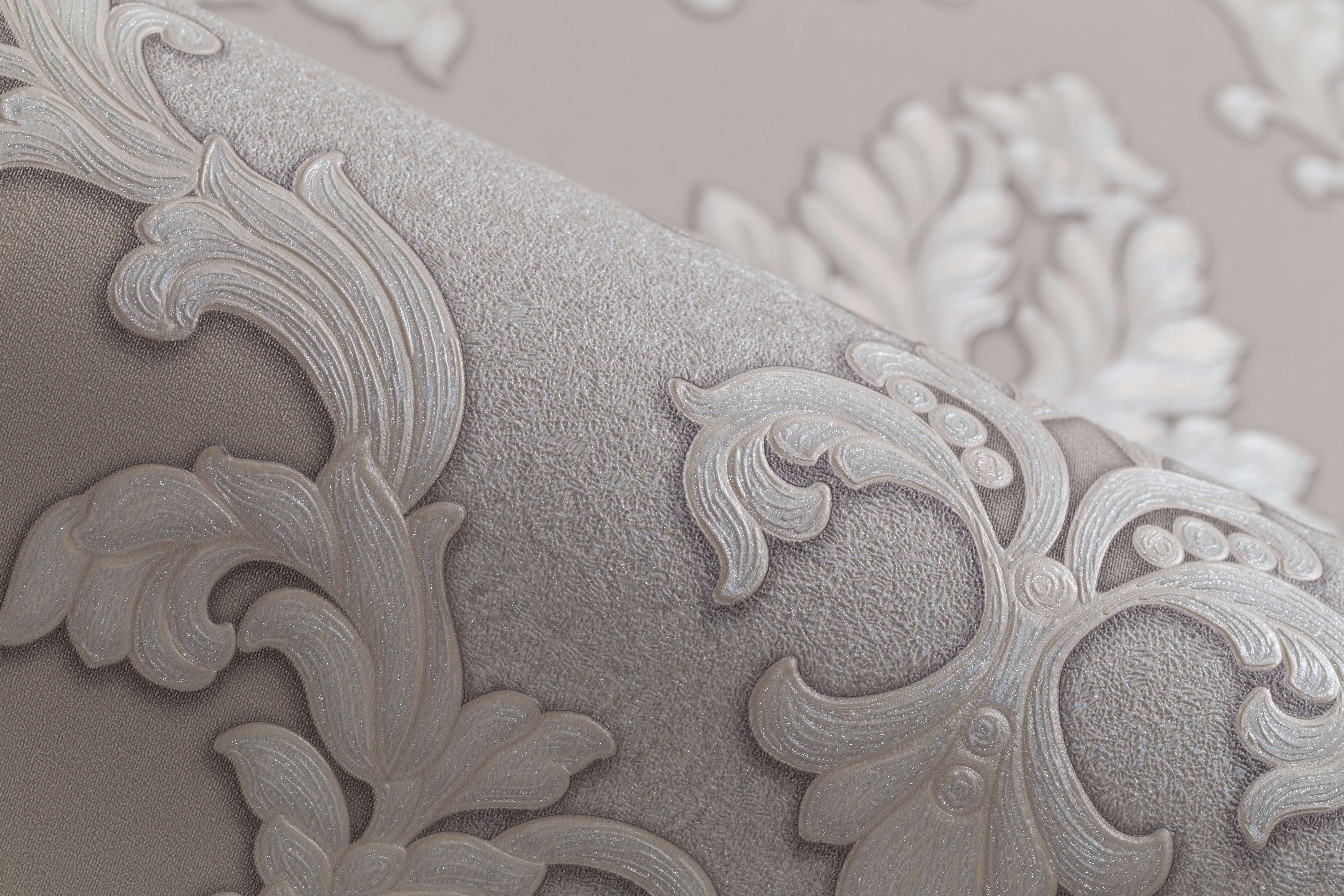 Dining Room - ornament, wallpaper, silver, cream, decoration,classic, luxury, wallpaper, wall, , beige