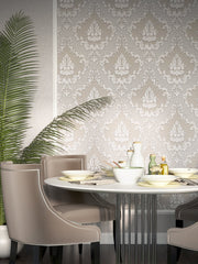 Dining Room - ornament, wallpaper, silver, cream, decoration,classic, luxury, wallpaper, wall, , beige