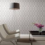 York Wallcoverings, York Wallpaper, Non Woven Wallpaper, Nonwoven Wallpaper, Removable Wallpaper, Easy Wallpaper, Wallcovering, Wall Covering, Mid Century, Mid Century Wallpaper ,Y6221204,Viva Lounge Wallpaper - Grey/Silver