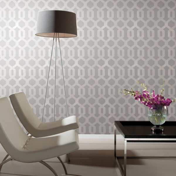 Living Room - York Wallcoverings, York Wallpaper, Non Woven Wallpaper, Nonwoven Wallpaper, Removable Wallpaper, Easy Wallpaper, Wallcovering, Wall Covering, Mid Century, Mid Century Wallpaper ,Y6221204,Viva Wallpaper - Grey/Silver