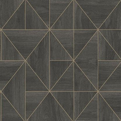 Cheverny Geometric Wood and Gold Wallpaper (56 SqFt)