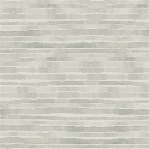 The Dreamscapes Wallpaper (60 SqFt) by York Wallcoverings features a textured design with horizontal stripes in various shades of gray. The stripes have an uneven, hand-painted appearance with a subtle metallic shimmer, creating a wavy pattern that adds depth and interest to the surface.